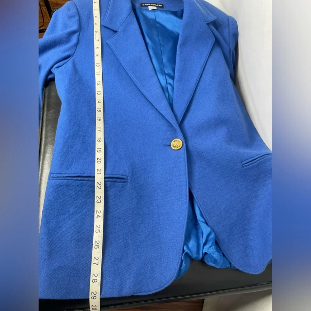 Savannah Wool Royal Blue One Button Blazer Sz 12 - Picture 5 of 10